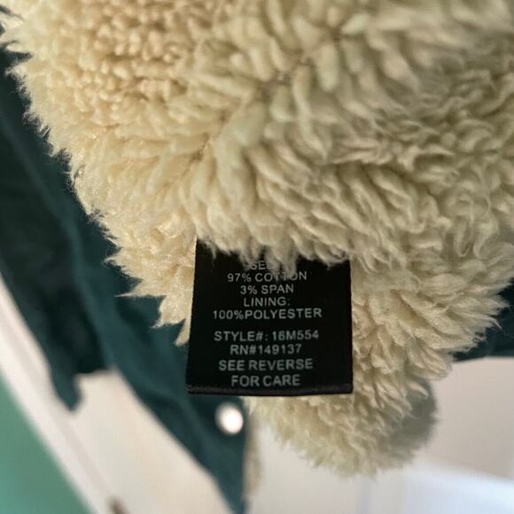 HYFVE Green Corduroy Jacket Sherpa Lined 70s Style Jacket Girls Size Large - Picture 5 of 7